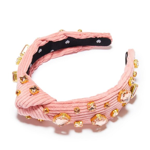 Lele Sadoughi Blush Crystal Corduroy SLIM KNOTTED HEADBAND NWT - Picture 1 of 12